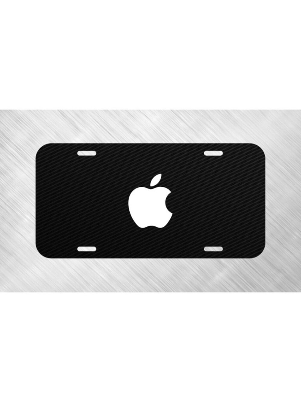 Simulated Carbon Fiber Apple Mac iPhone License Plate Auto Car Tag